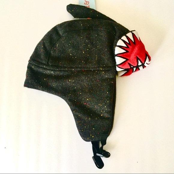 CAT & JACK child's Shark Tweed Trapper Hat OS - Picture 2 of 13
